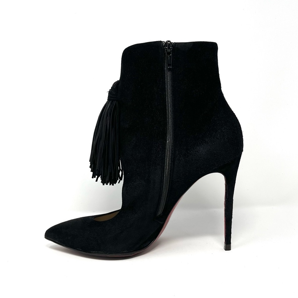 Christian Louboutin Ottocarl Black Suede Fringe Ankle Boots Booties 38.5 8.5 - Picture 6 of 14